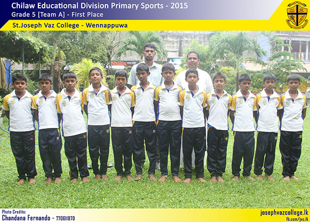Chilaw Educational Division Primary Sports Champions - 2015 - St.Joseph Vaz College - Wennappuwa