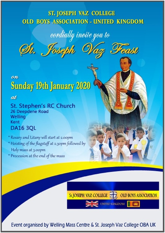 OBA - UK - St. Joseph Vaz Feast Day - 2020 - St. Joseph Vaz College - Wennappuwa - Sri Lanka